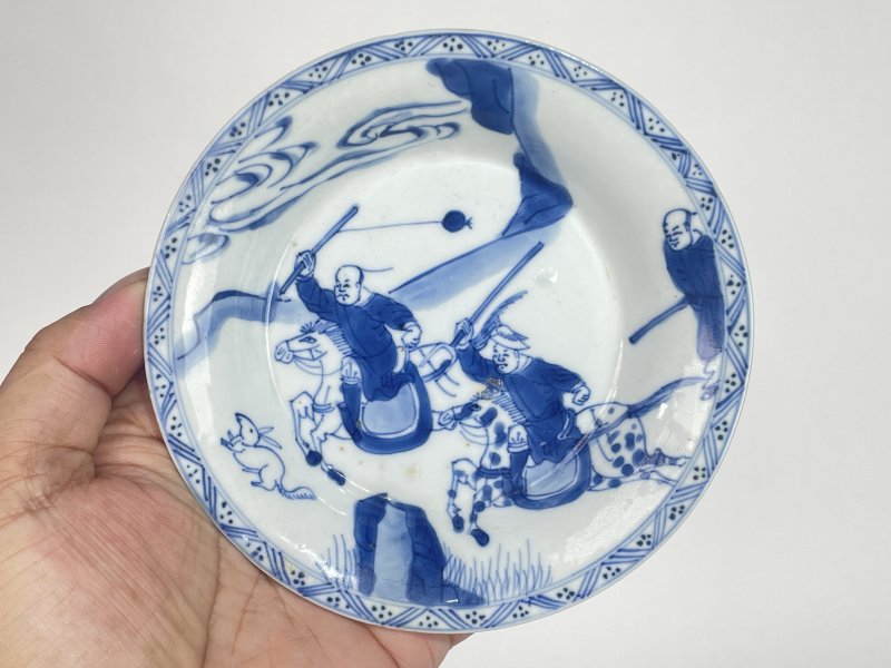 清康熙 青花狩猎图杯碟一套 - 图7