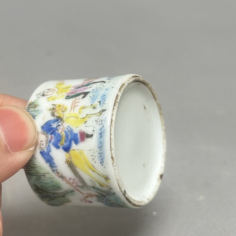 清晚期 粉彩人物图鸟食罐 - 图7
