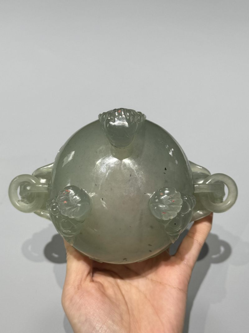    玉雕螭龙活环三足香炉 - 图8