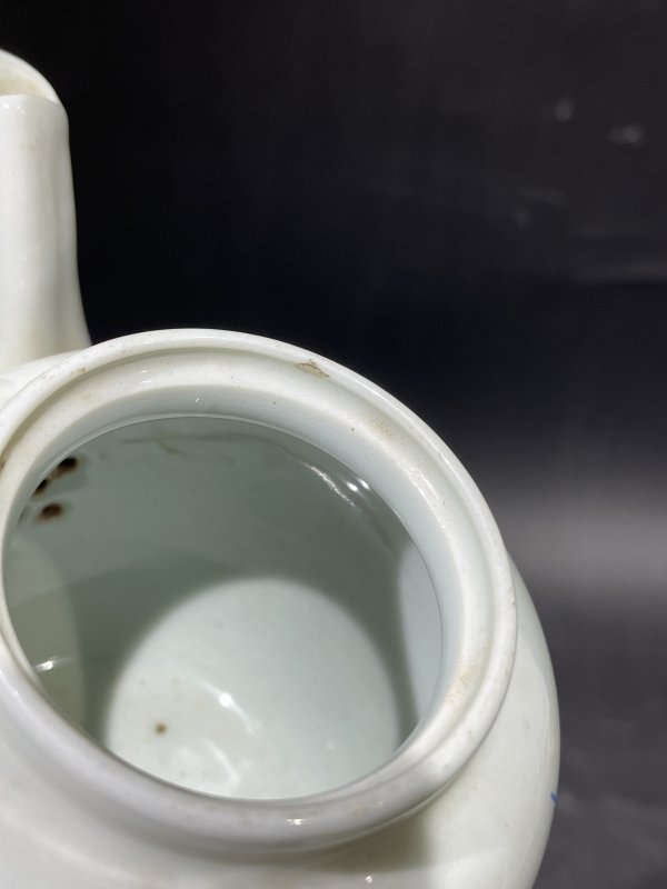 解放后 粉彩花鸟诗文茶壶 - 图9