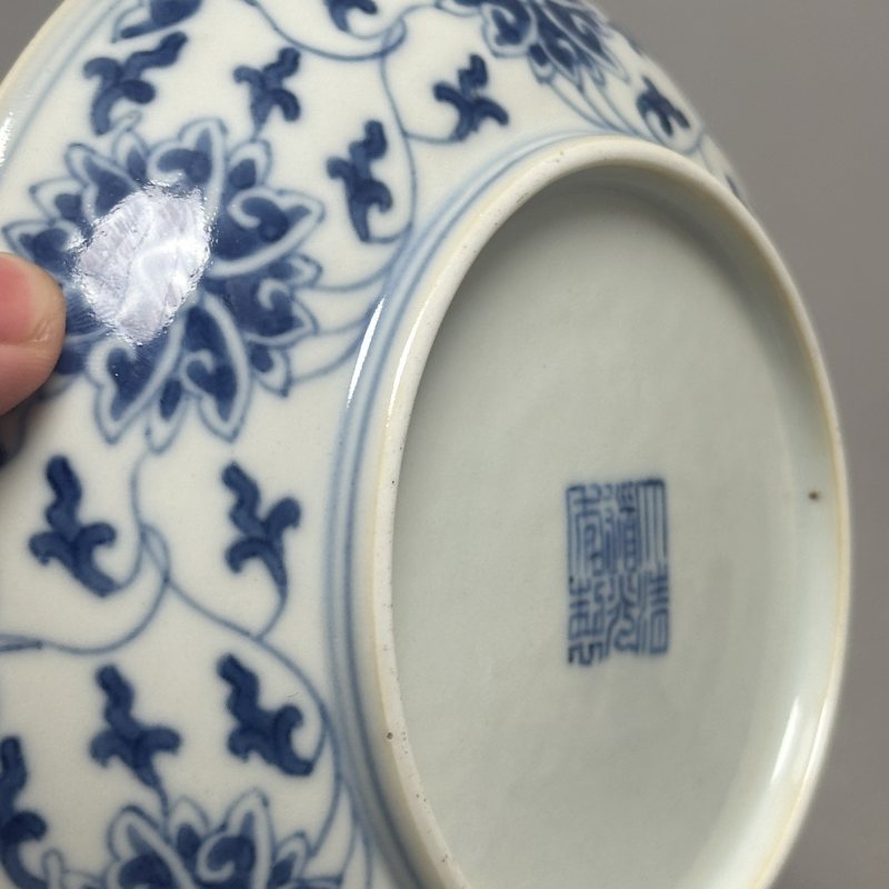 清道光 青花缠枝莲纹盘 - 图7