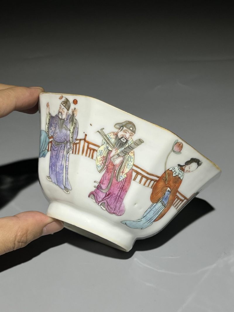    清道光 粉彩八仙人物八方碗 - 图4