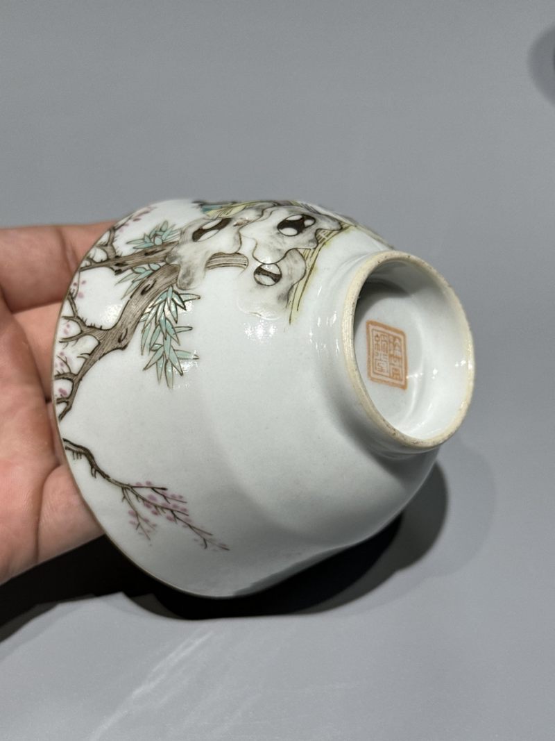    清晚期 浅降彩三娘教子杯一对 - 图13