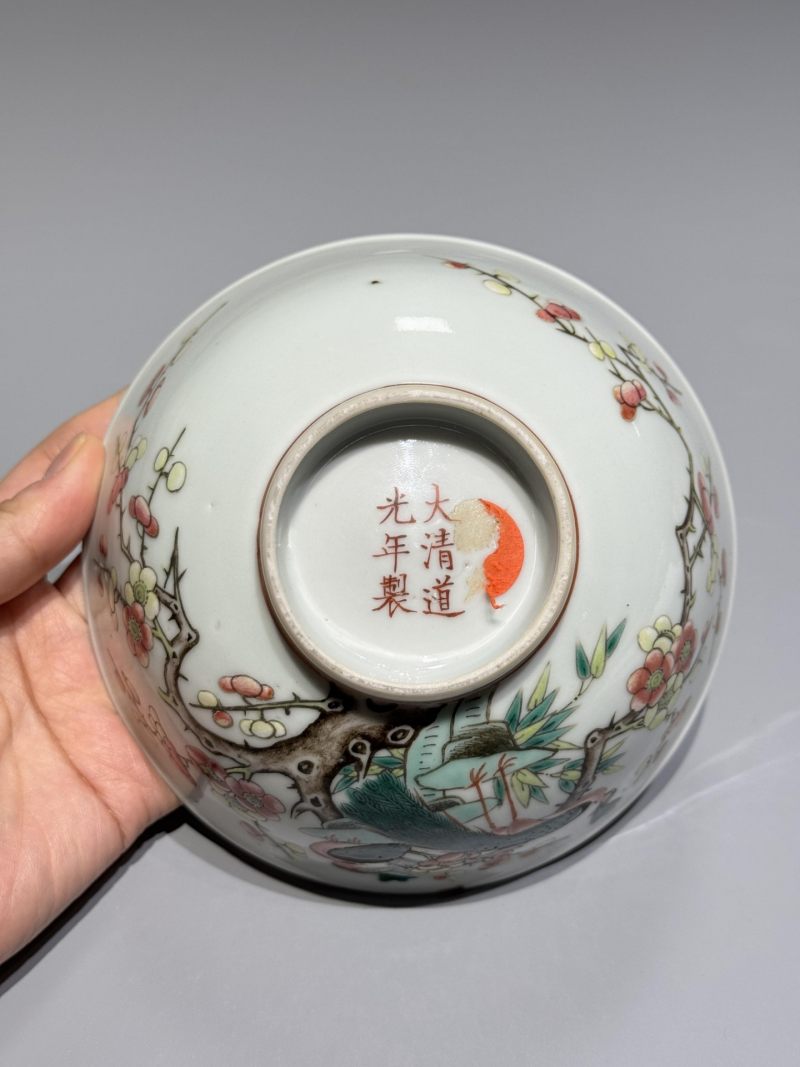    清晚期 粉彩凤凰梅花碗 - 图8