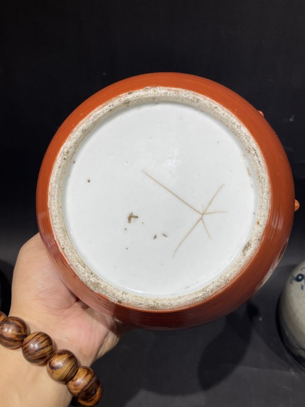 清 青花珊瑚红罐三只一组 - 图9