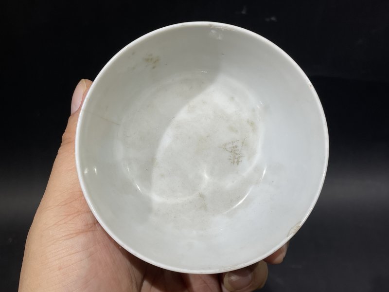 解放后 绿彩山水纹碗一对 - 图5