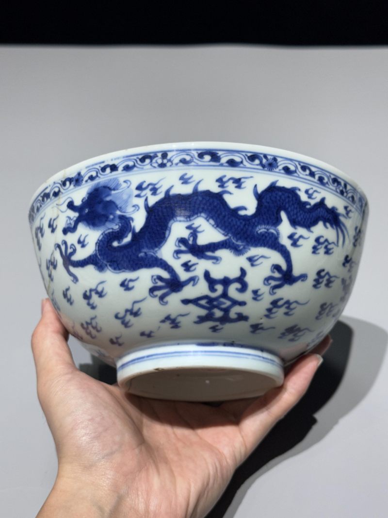    清雍正 青花双龙戏珠纹碗 - 图6