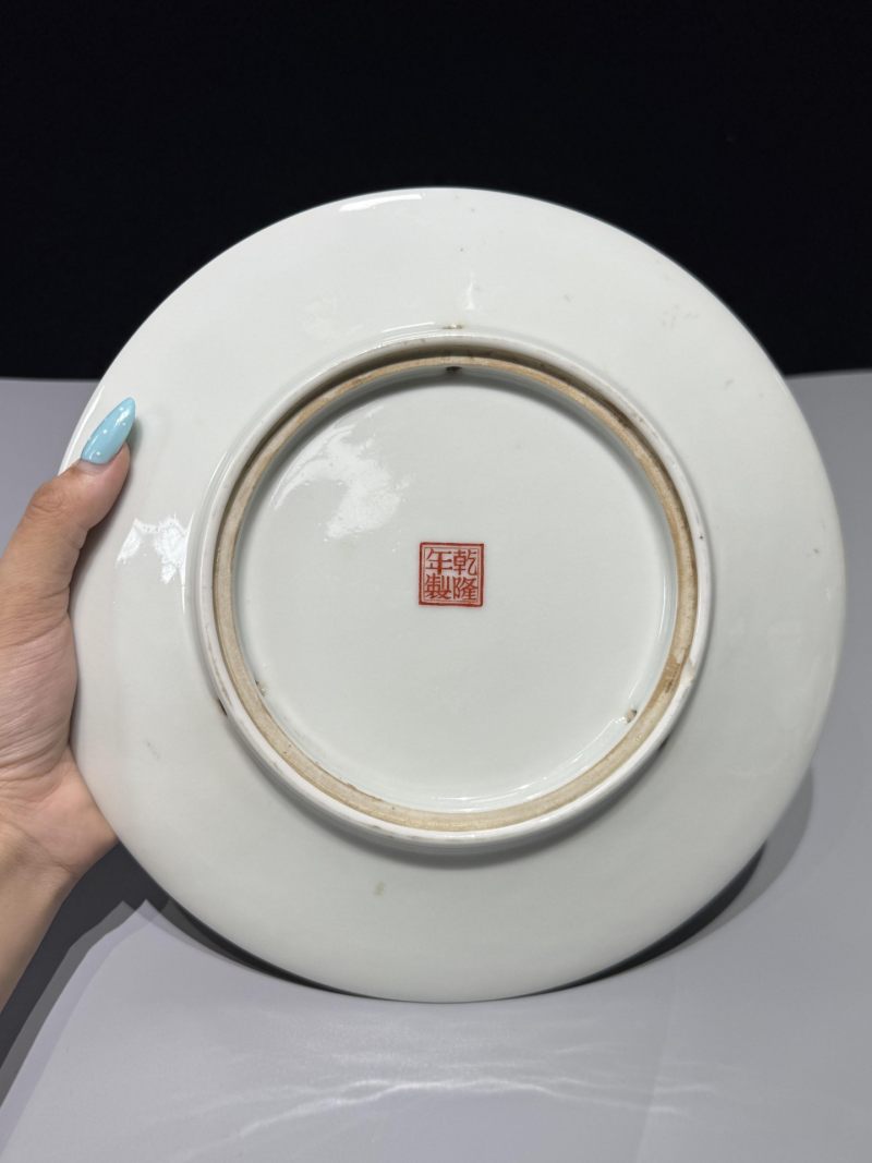    粉彩牵牛花燕纹描金盘 - 图3