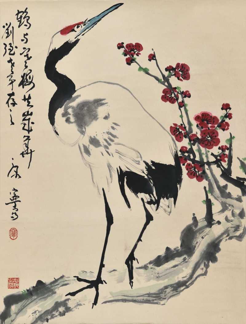  康宁 梅鹤图