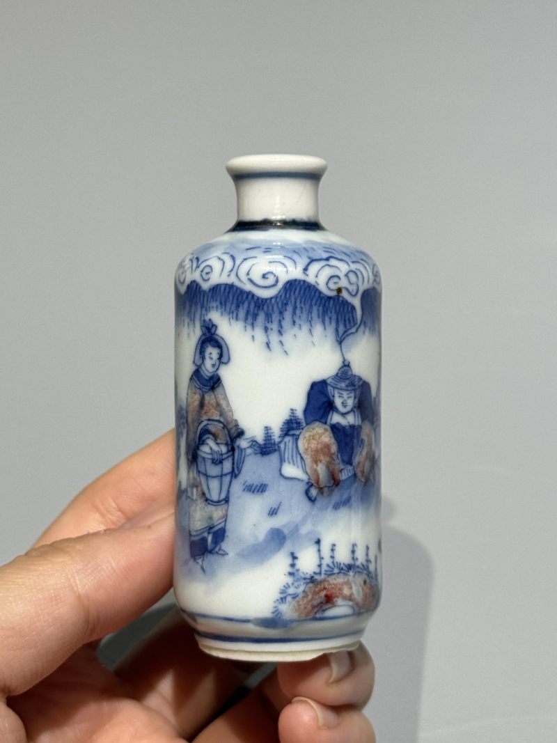    清晚期 青花釉里红牧牛图鼻烟壶 - 图2