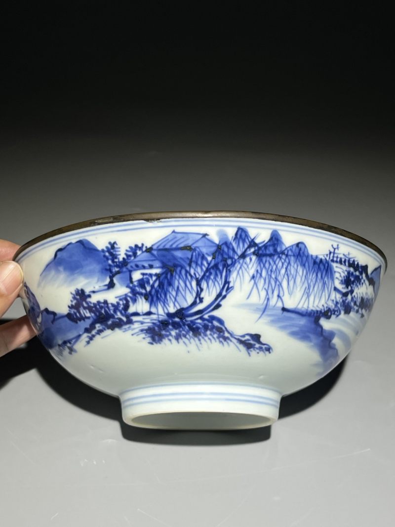    清康熙 青花山水人物纹碗 - 图2