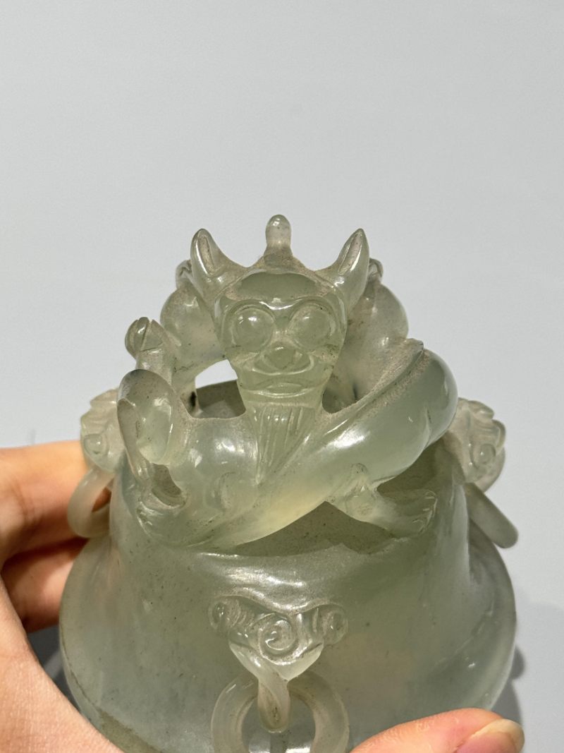    玉雕螭龙活环三足香炉 - 图11