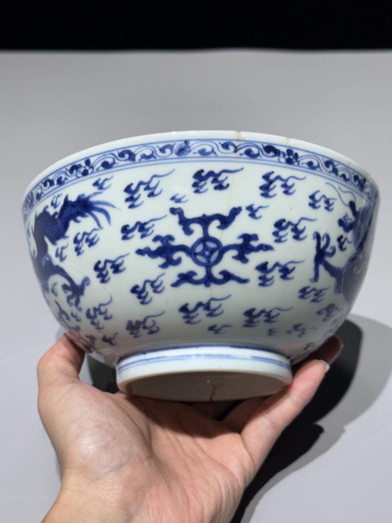    清雍正 青花双龙戏珠纹碗 - 图7