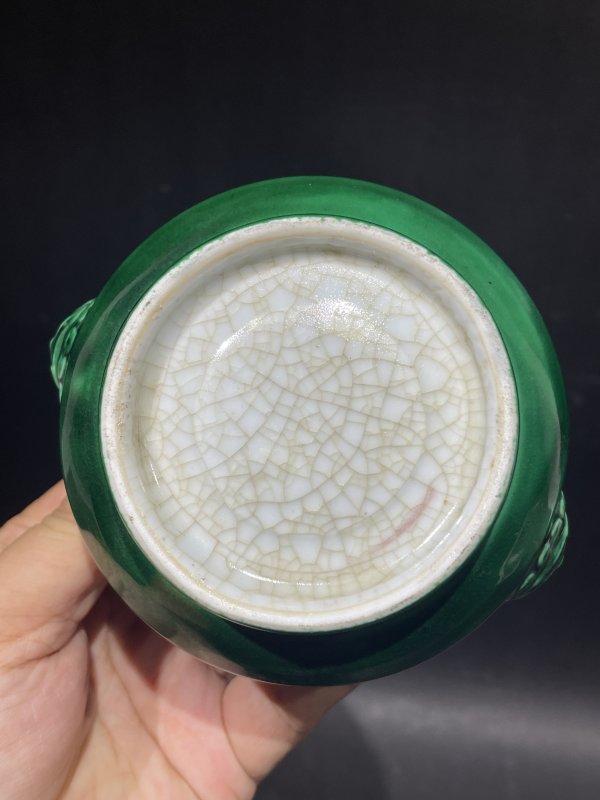 解放后 绿釉兽耳炉 - 图6