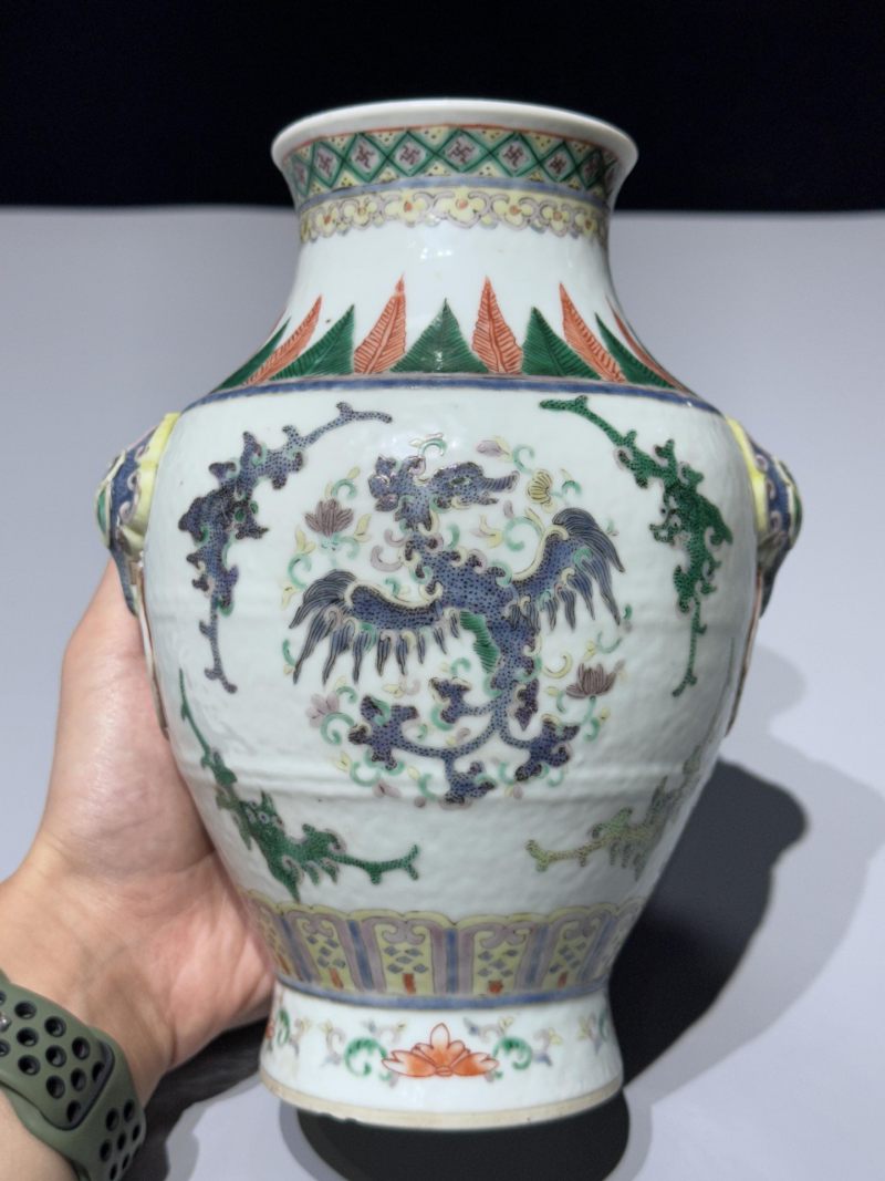    清晚期 五彩团凤纹铺首尊 - 图8