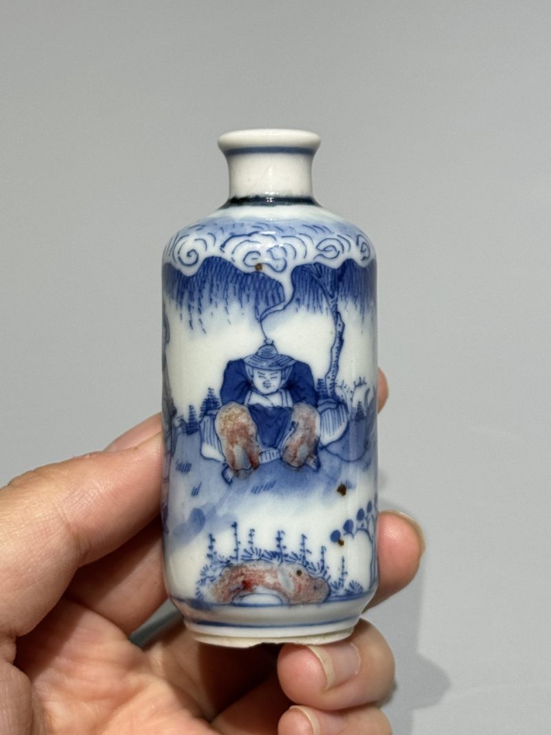    清晚期 青花釉里红牧牛图鼻烟壶 - 图3