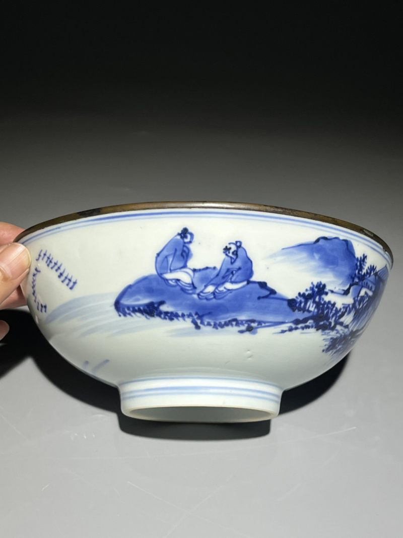    清康熙 青花山水人物纹碗 - 图3