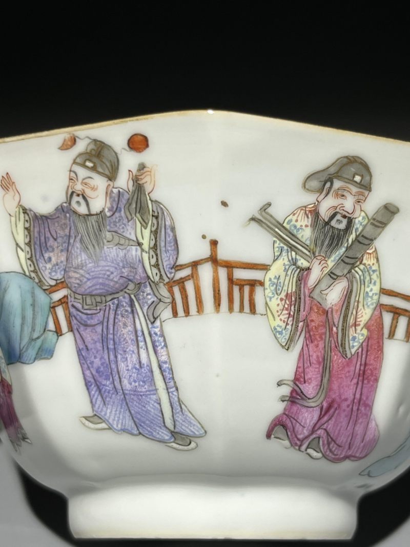    清道光 粉彩八仙人物八方碗 - 图8