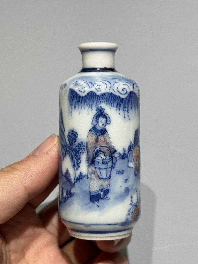    清晚期 青花釉里红牧牛图鼻烟壶 - 图4