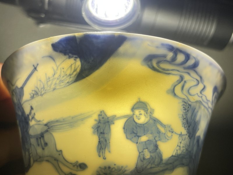 清康熙 青花狩猎图杯碟一套 - 图12