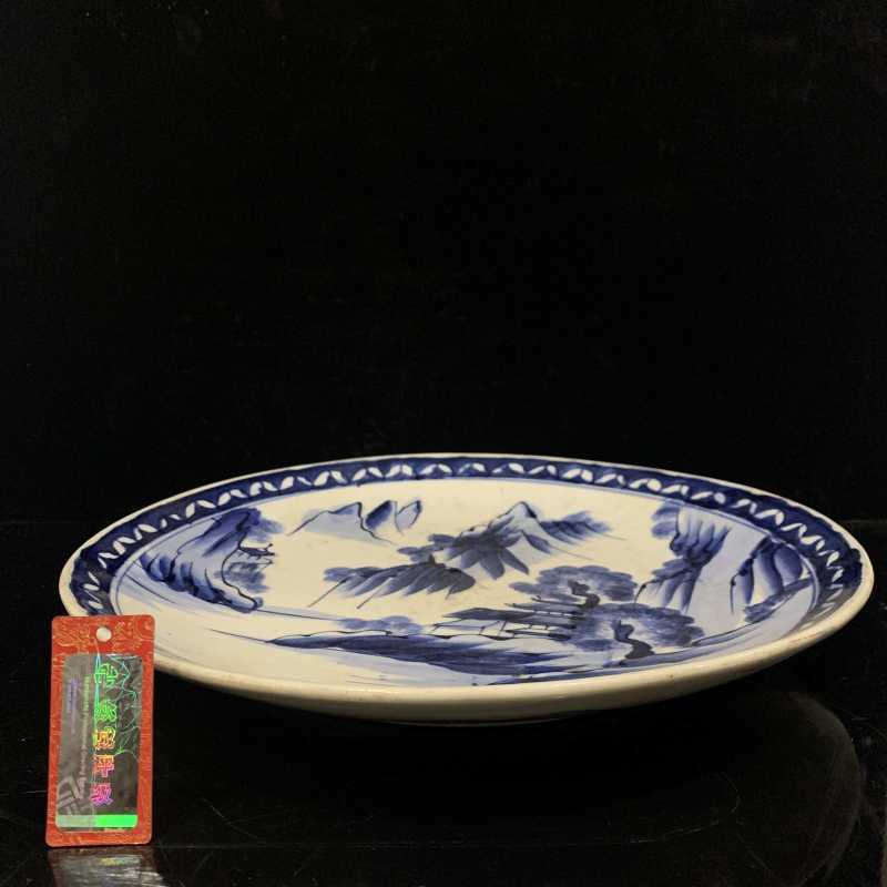 清 青花山水纹大盘 - 图11