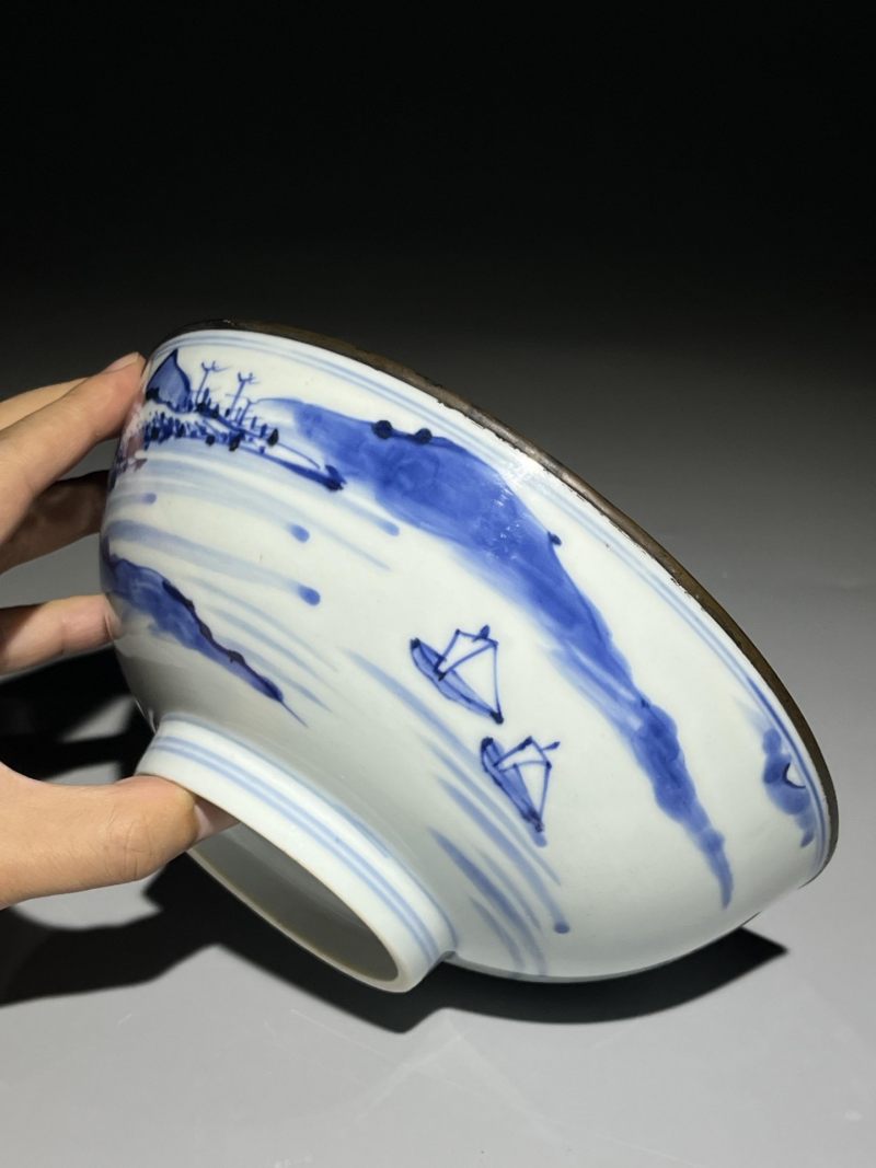    清康熙 青花山水人物纹碗 - 图5
