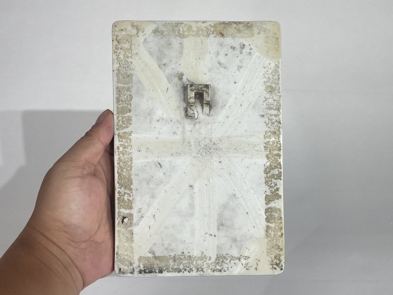 清中期 粉彩堆塑人物山水纹瓷板插屏 - 图5
