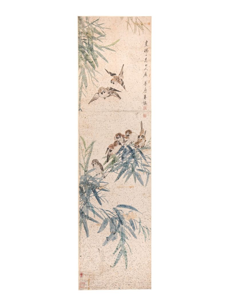  朱梦庐 （1826-1900）  清 竹雀图 - 图1