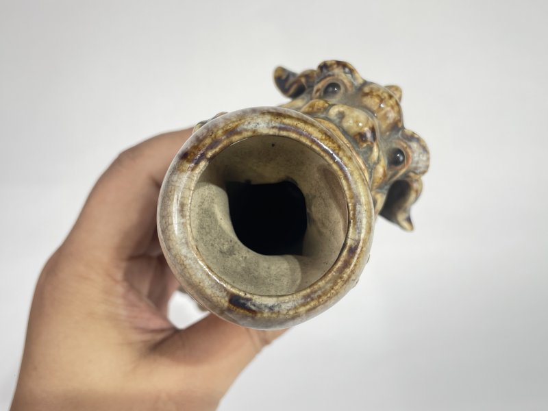 民国 窑变釉狮形烛台摆件 - 图8