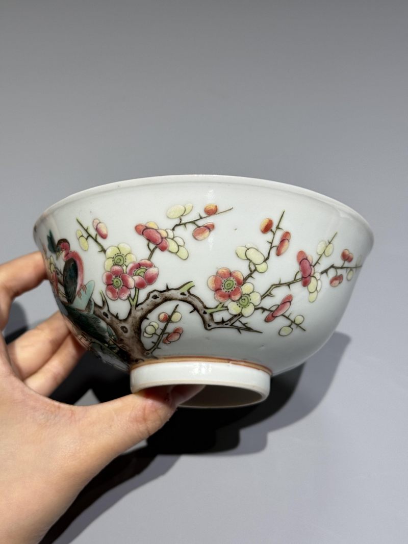    清晚期 粉彩凤凰梅花碗 - 图5