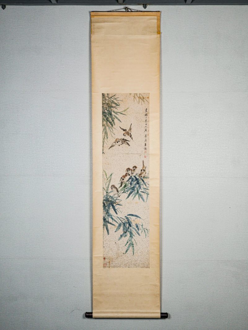  朱梦庐 （1826-1900）  清 竹雀图 - 图2