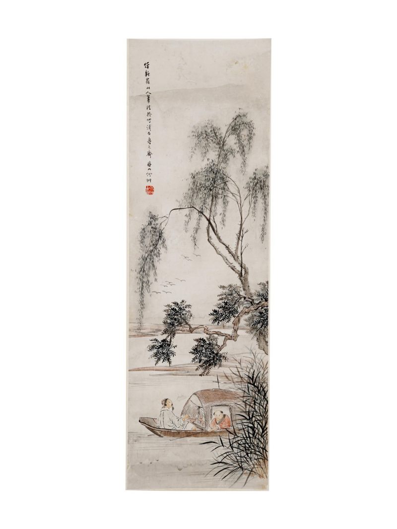 何丹山 (1807-1875)  清 泛舟读书图