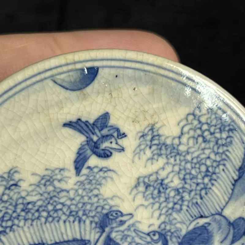 清中晚期 煨瓷青花山水纹盖盒 - 图8