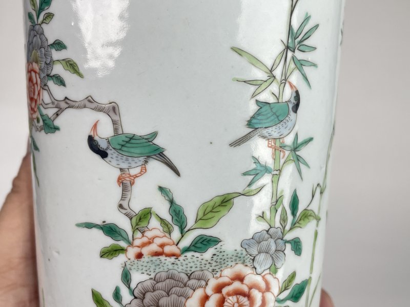 清  五彩花鸟纹筒瓶 - 图5