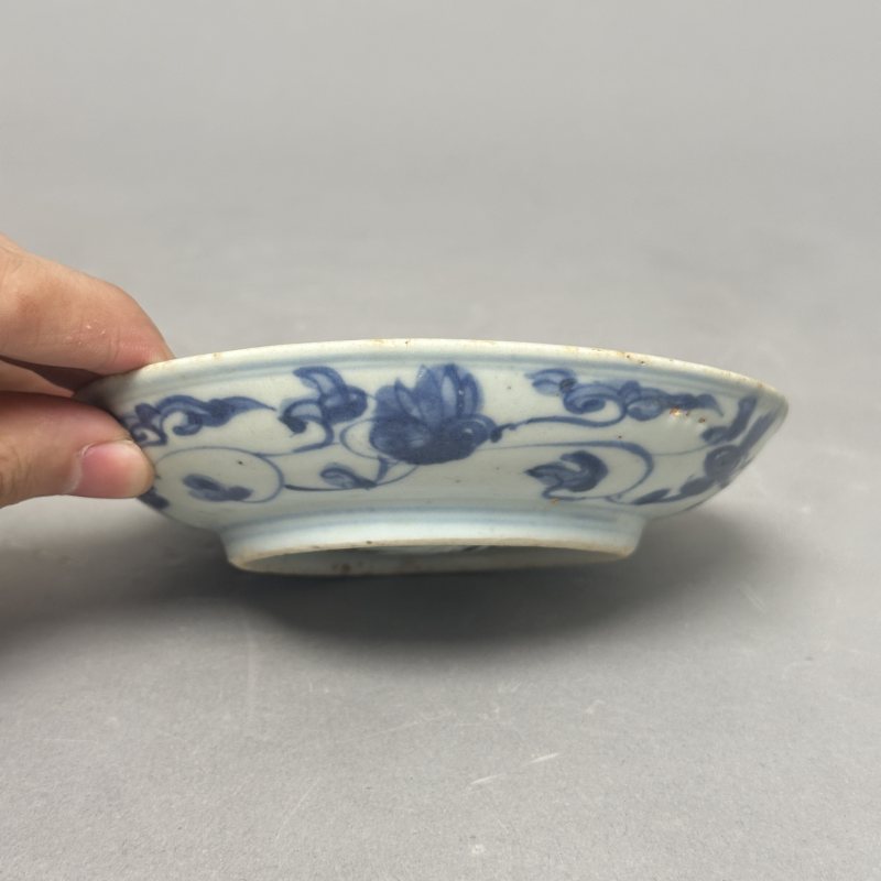明晚期 青花云鹤纹盘 - 图3