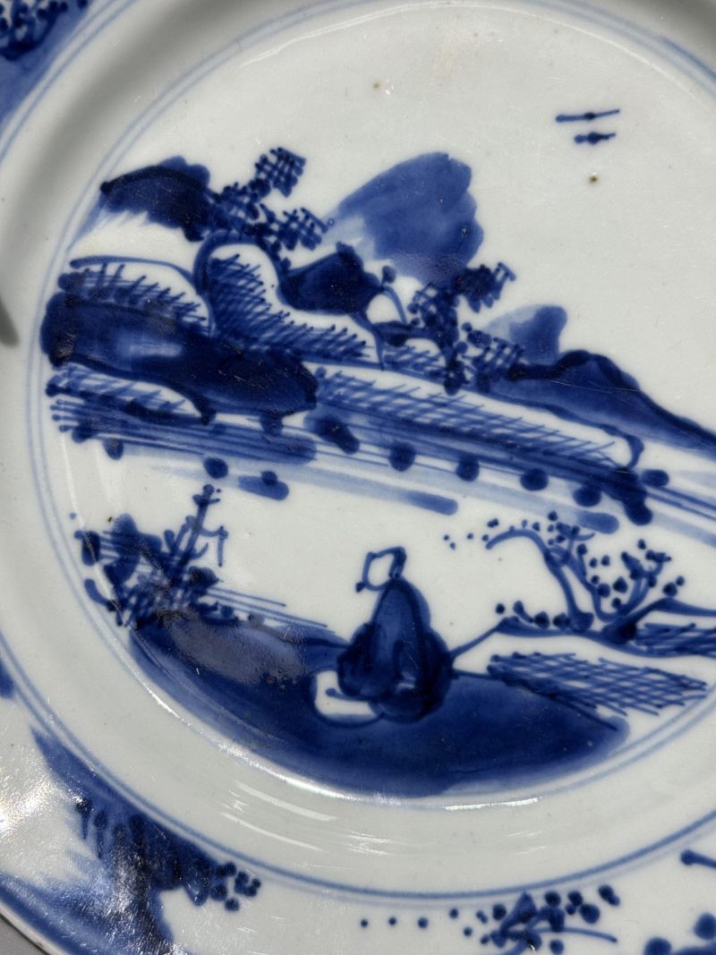    清康熙 青花山水人物盘 - 图7