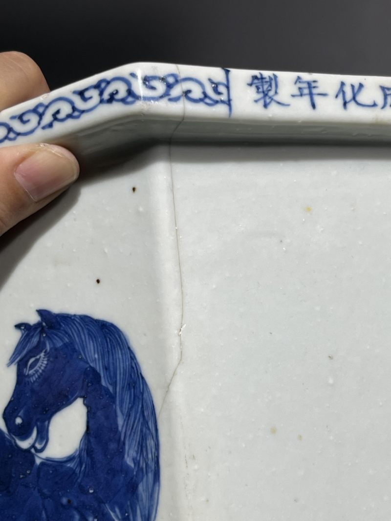    清道光 青花八骏图花盆 - 图12