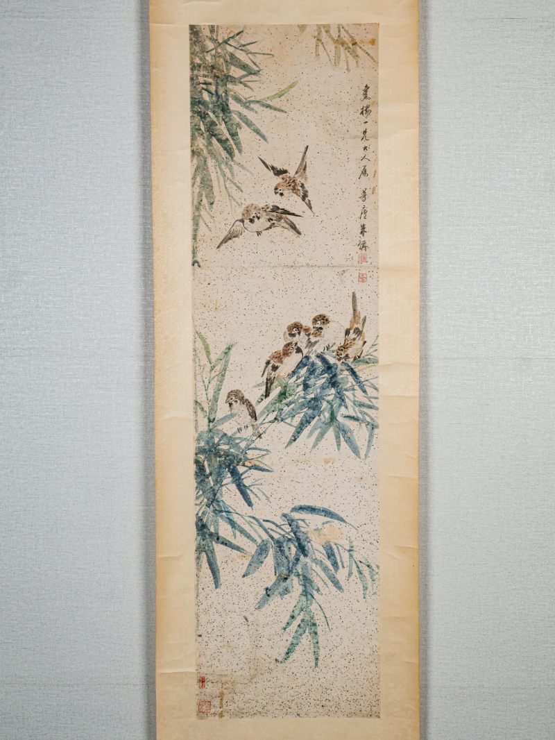  朱梦庐 （1826-1900）  清 竹雀图 - 图3