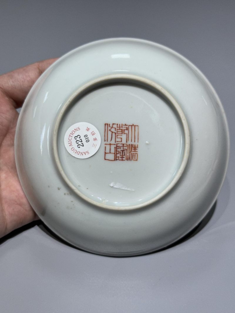    民国 粉彩鸡缸盘 - 图5