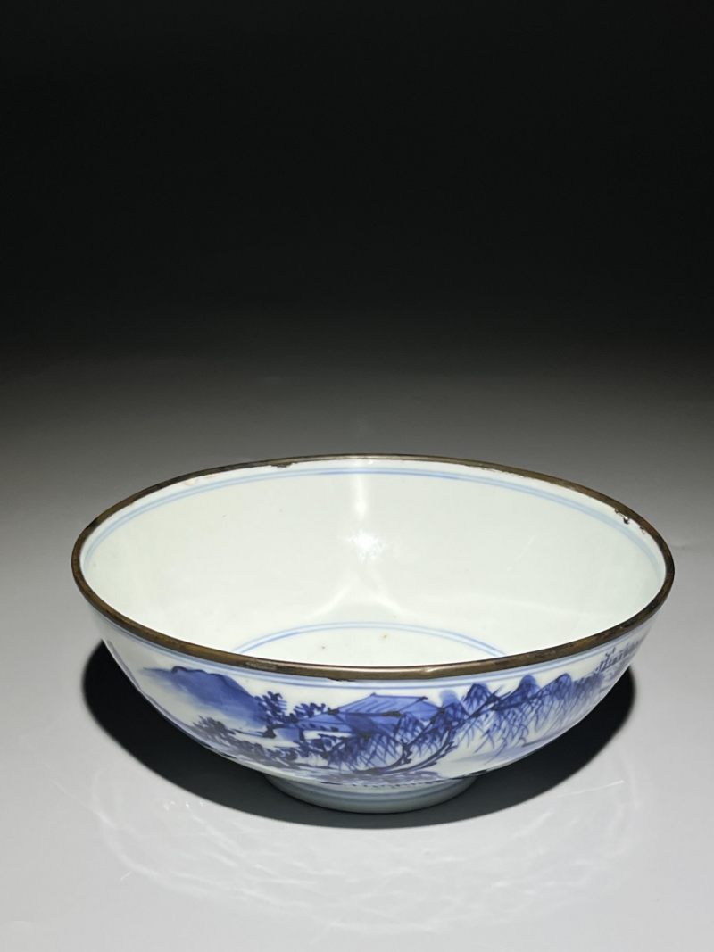    清康熙 青花山水人物纹碗 - 图8