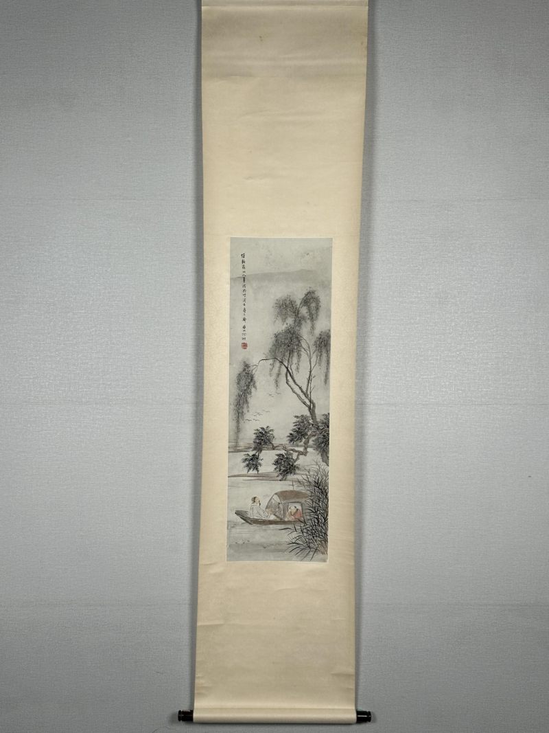  何丹山 (1807-1875)  清 泛舟读书图 - 图2