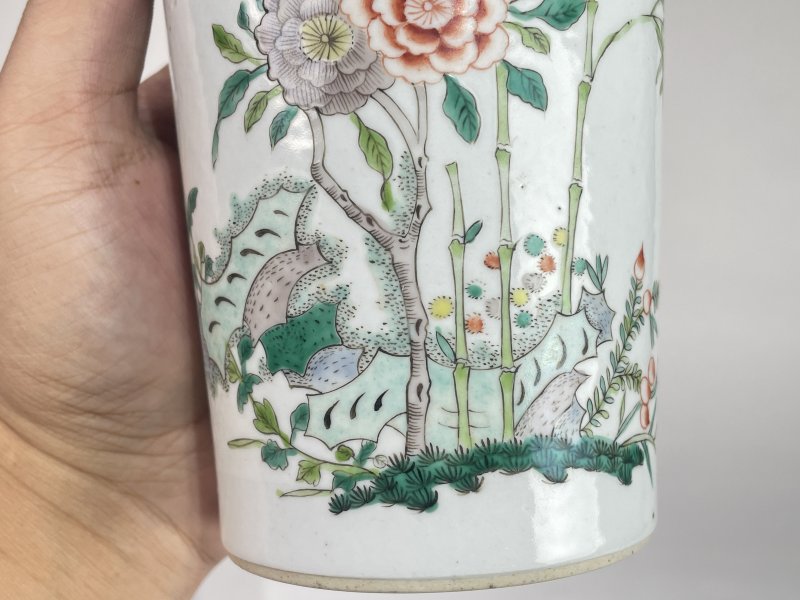 清  五彩花鸟纹筒瓶 - 图6