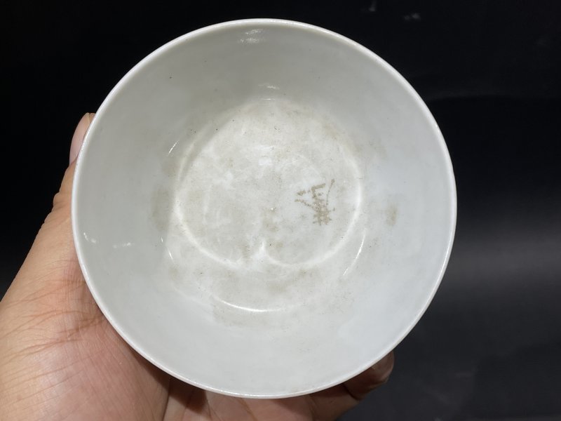 解放后 绿彩山水纹碗一对 - 图12