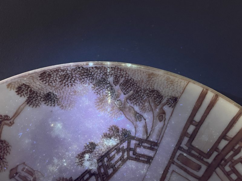 清嘉庆 矾红描金人物盘 - 图10