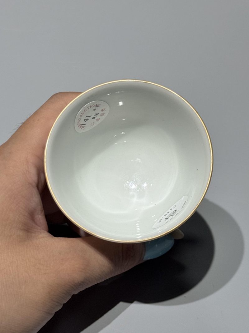    清中期 青花矾红狮子纹杯一对 - 图8