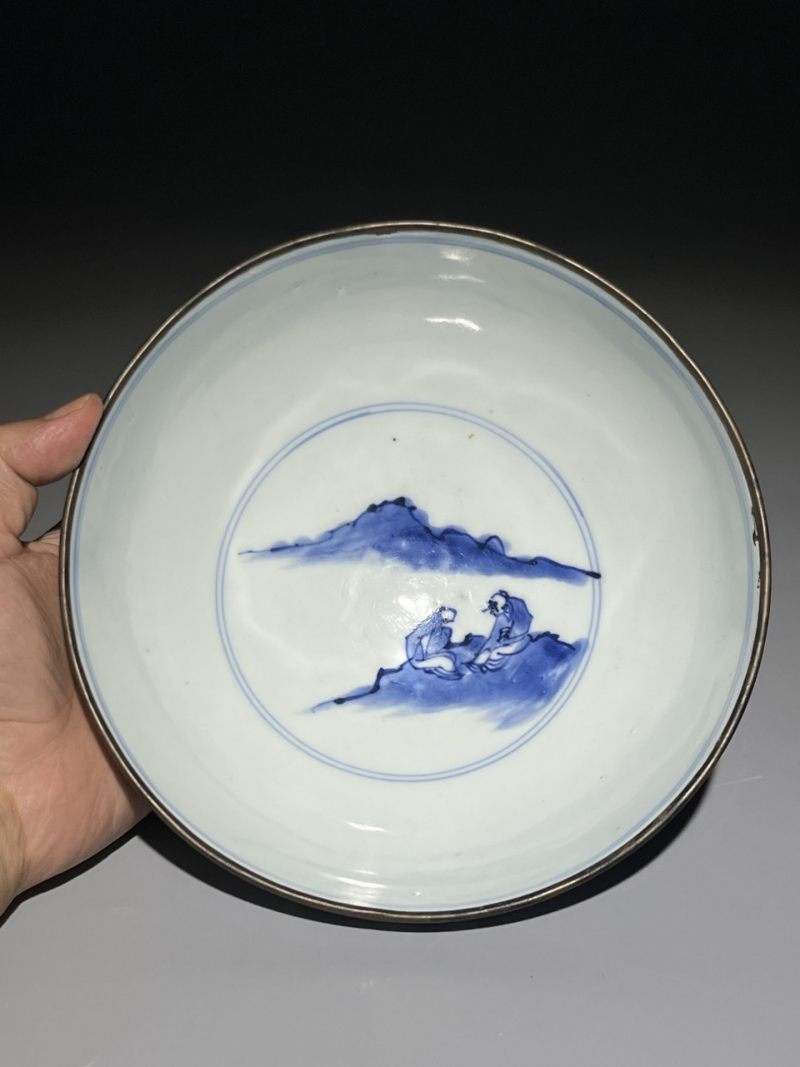    清康熙 青花山水人物纹碗 - 图9