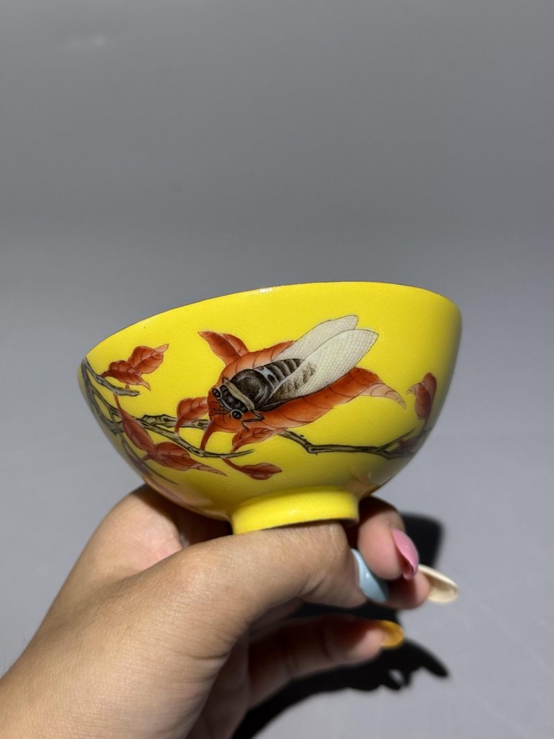    珐琅彩秋叶鸣蝉碗 - 图2