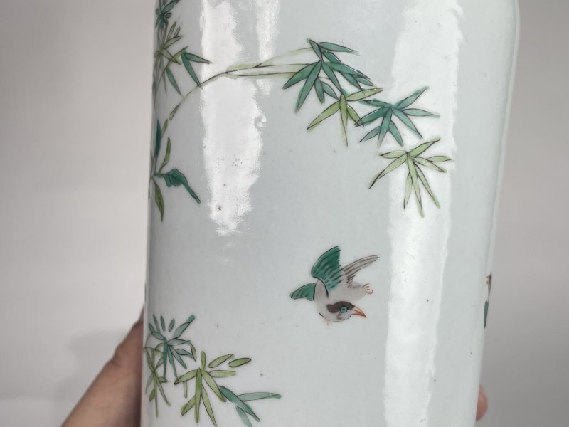 清  五彩花鸟纹筒瓶 - 图7