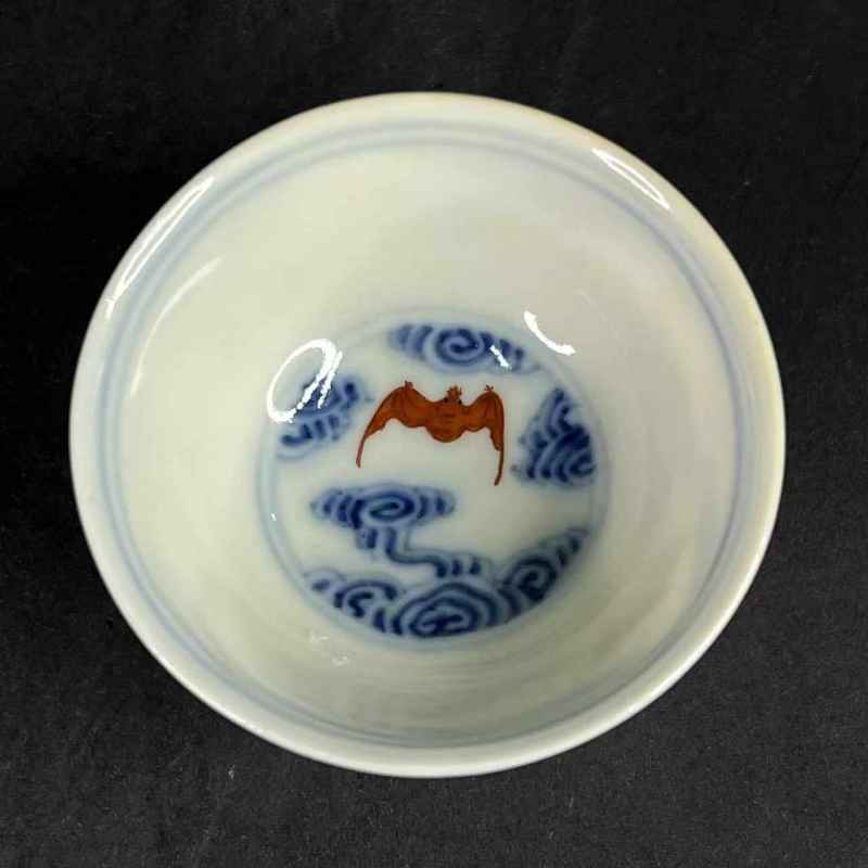 清光绪 青花矾红云福纹杯 - 图7
