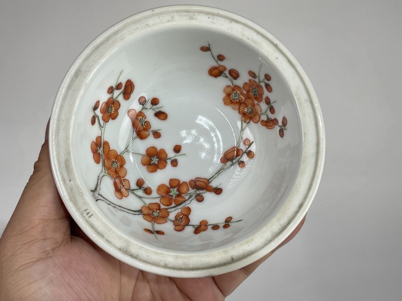 民国 粉彩梅花纹小温锅 - 图5